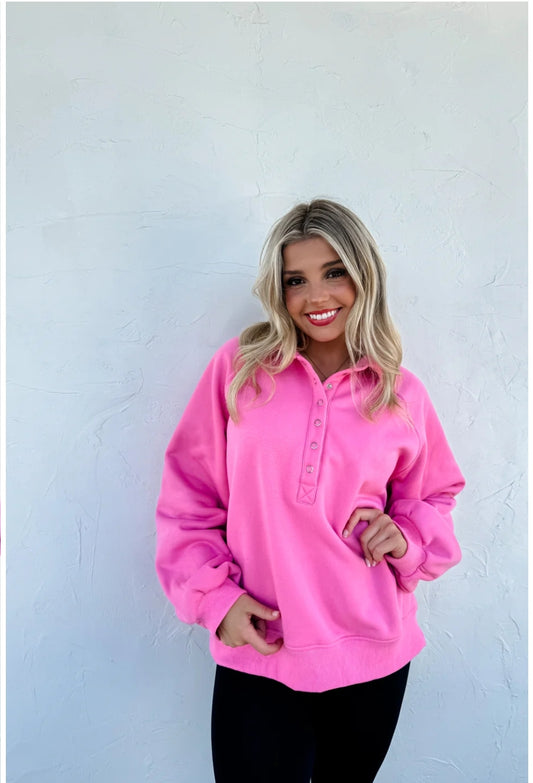 Laid Back Snap Pullover Pink
