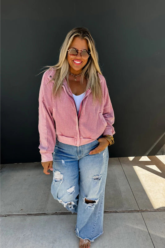 Maisie Mineral Washed Hoodie Pink