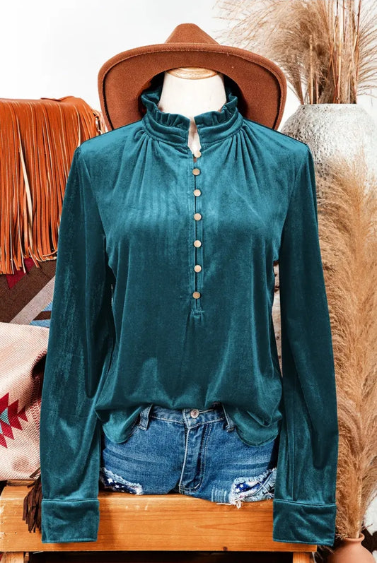 Sapphire Velvet Blouse
