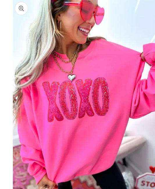 XOXO Neon Pink Crew