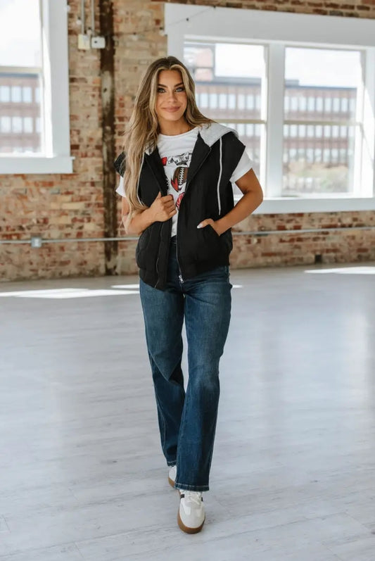 Cian Quilted Puffer Vest Black