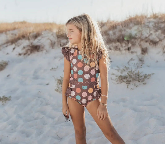 Chocolate Dot One Piece Swim