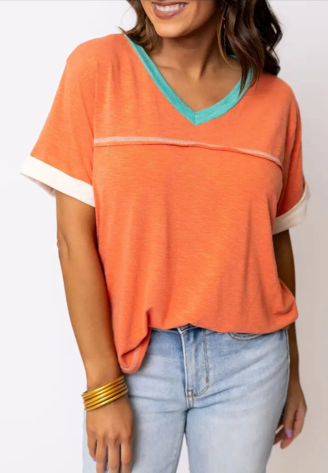 Neligh Vneck in Tangerine