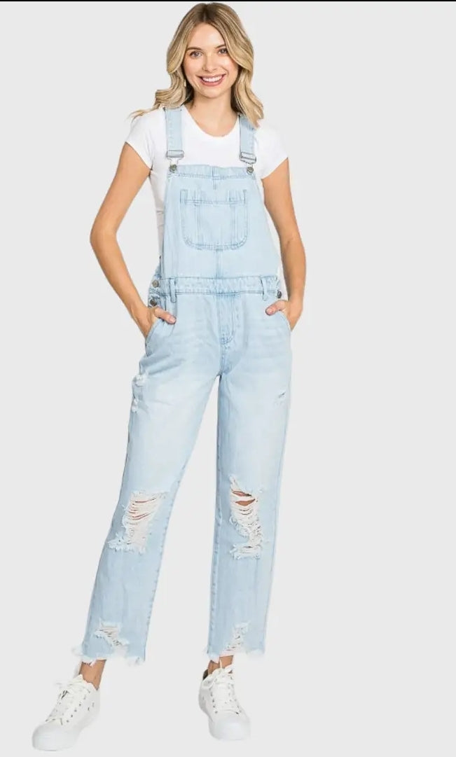 90's Boyfriend Distressed Overalls