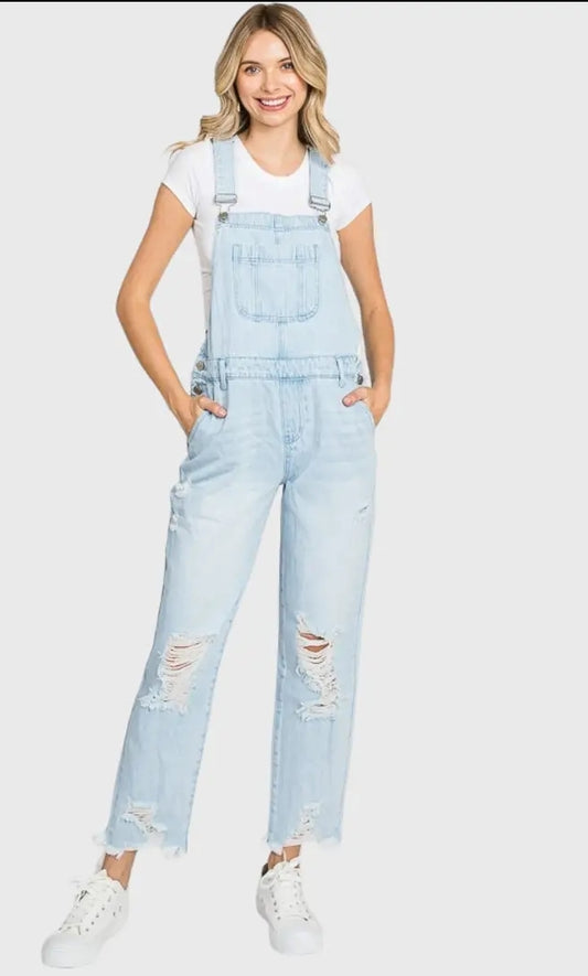 90's Boyfriend Distressed Overalls