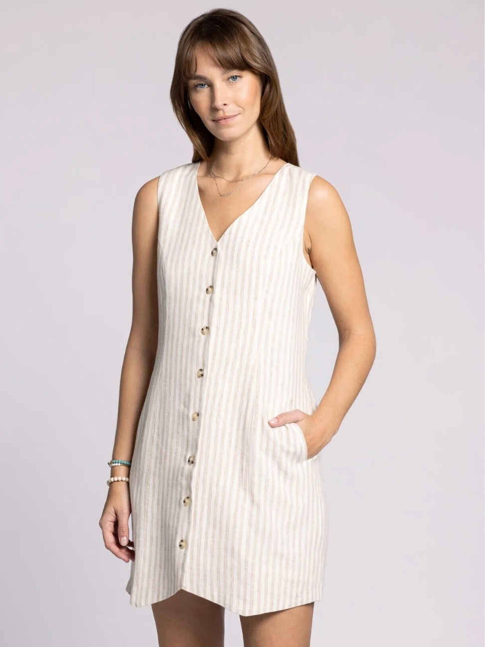Christine Dress in Natural/White