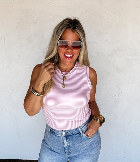 Bianca Ribbed Tank Strawberry