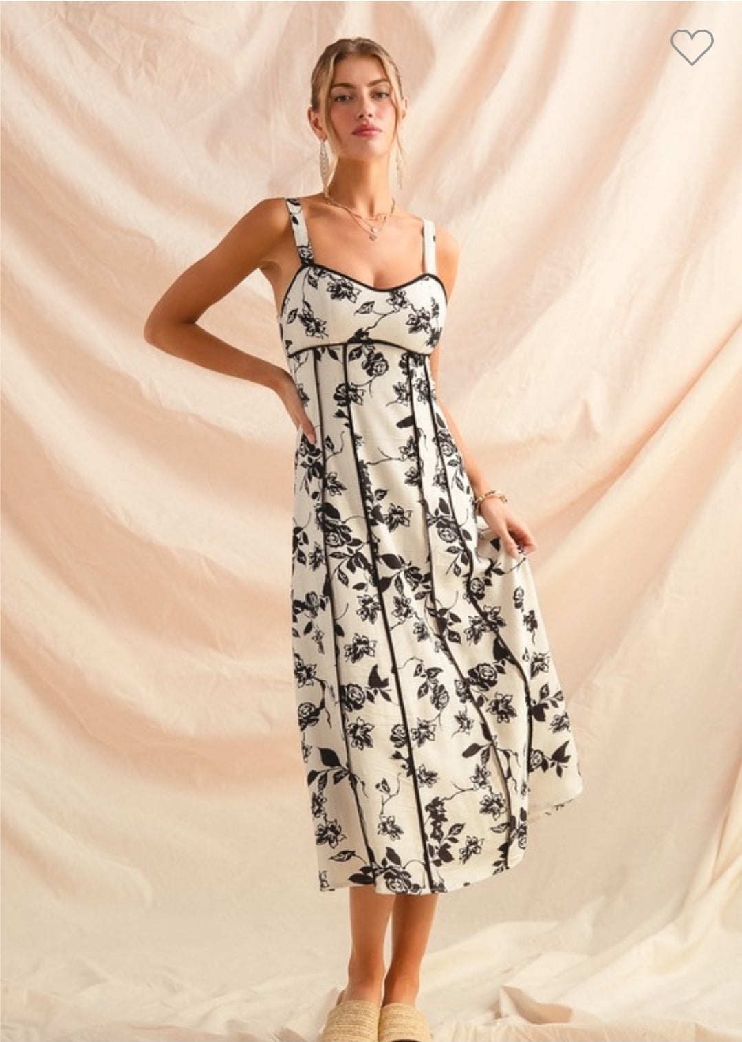 Maeve Cream Black Floral Sun Dress