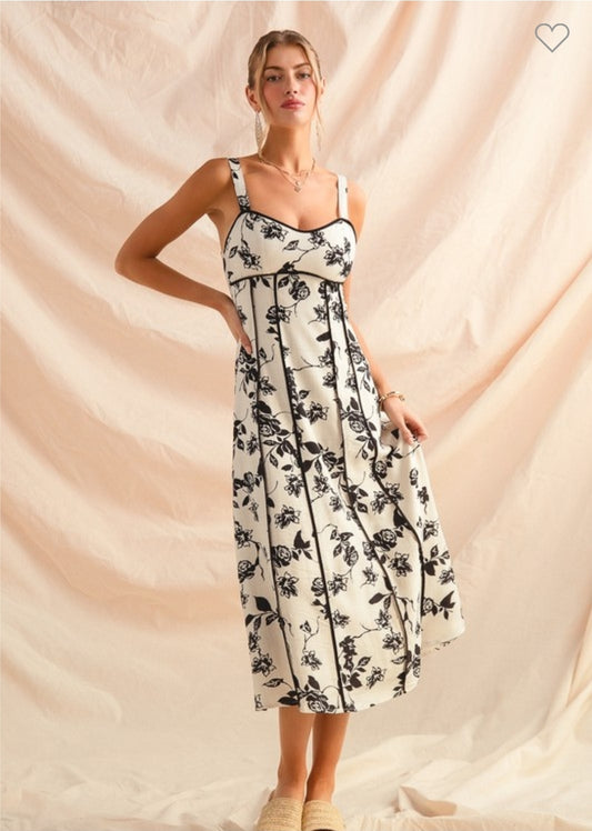 Maeve Cream Black Floral Sun Dress