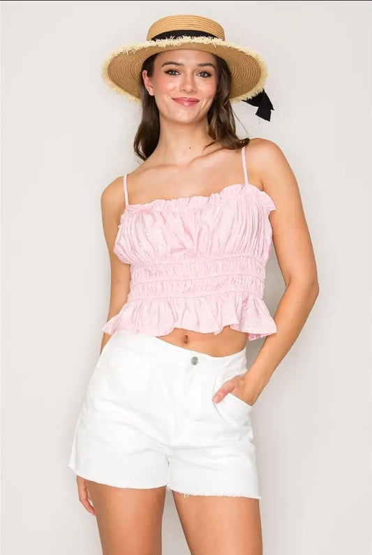 Pink Ivory Ruffle Cami