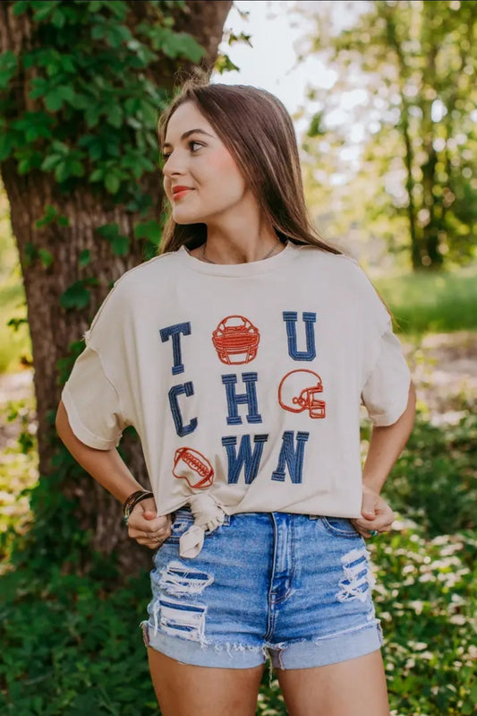 Touchdown Tee Embroidered Neutral