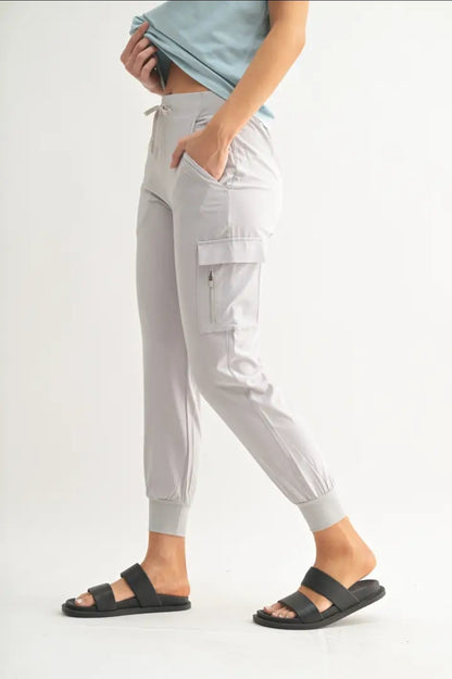 High Waist Joggers Pale Grey