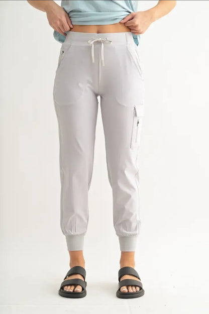 High Waist Joggers Pale Grey