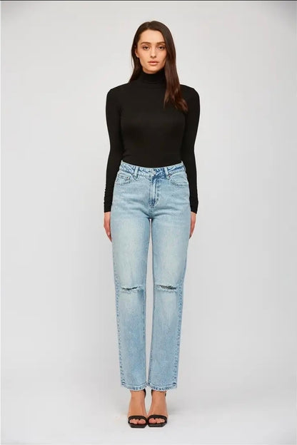 Micah Denim High Rise Straight Leg Argentinian Blue