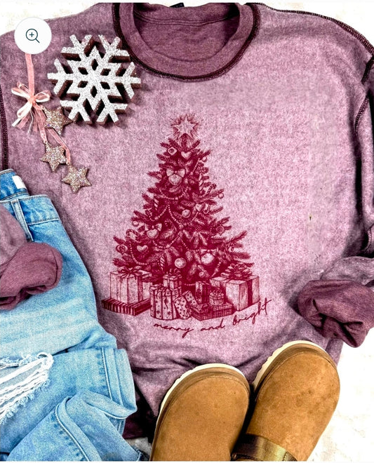 Burgundy Christmas Tree Inside Out Crew