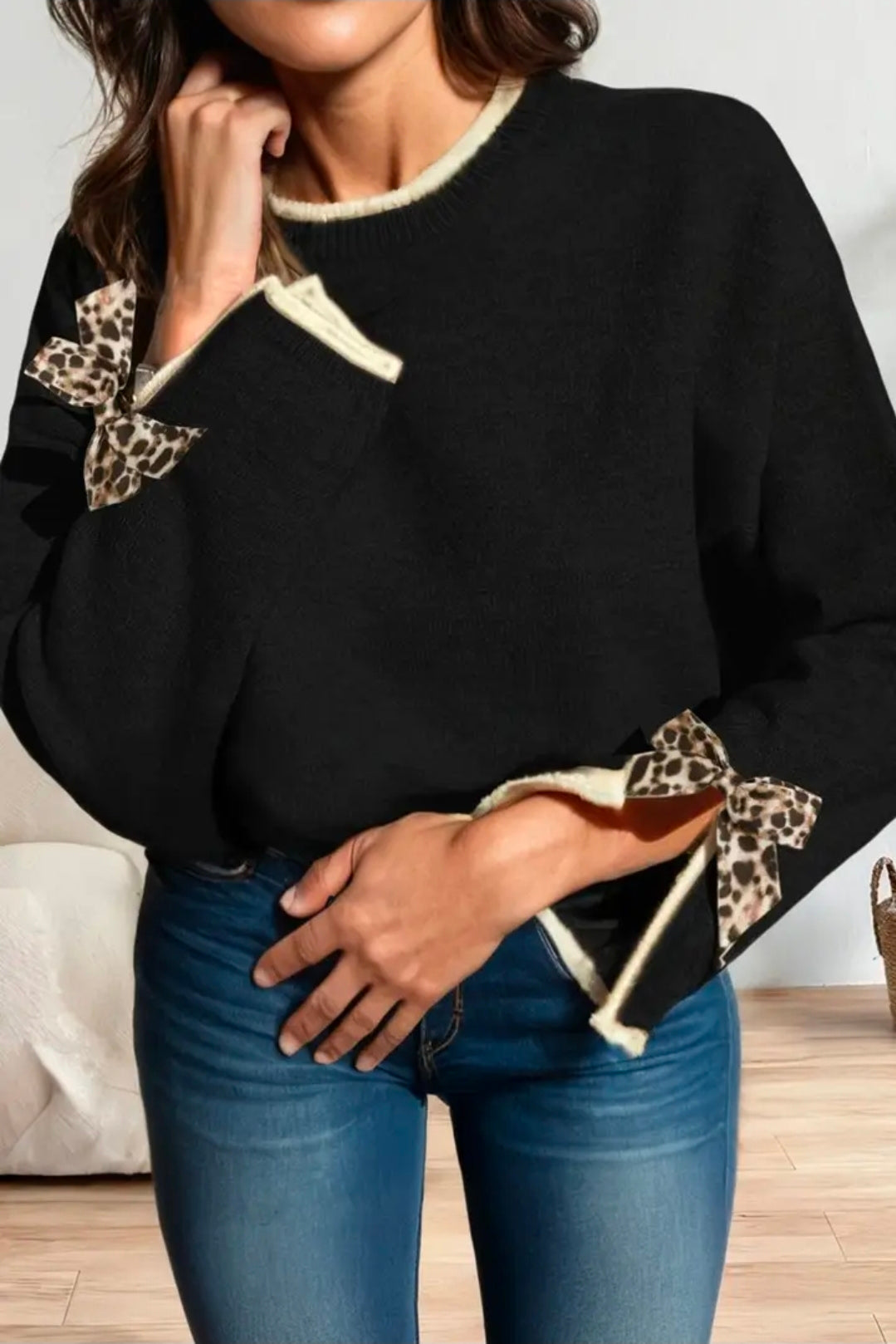 Leopard Bow Sweater