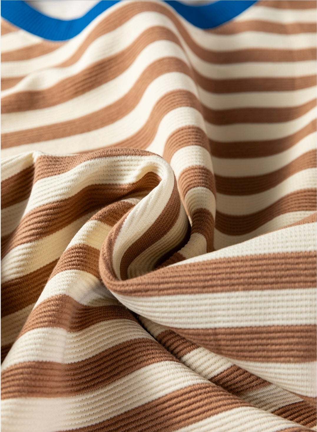 Taylor Brown Striped Tee with Royal Accent