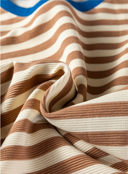 Taylor Brown Striped Tee with Royal Accent