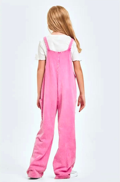 Girl's Mineral Washed Jumpsuit Pink
