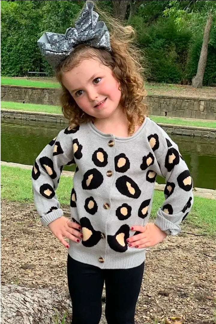Gray Leopard Cardi