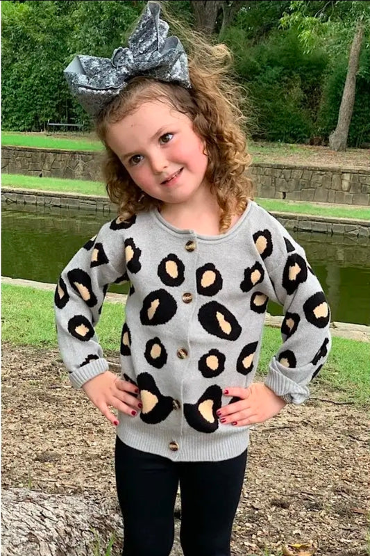 Gray Leopard Cardi
