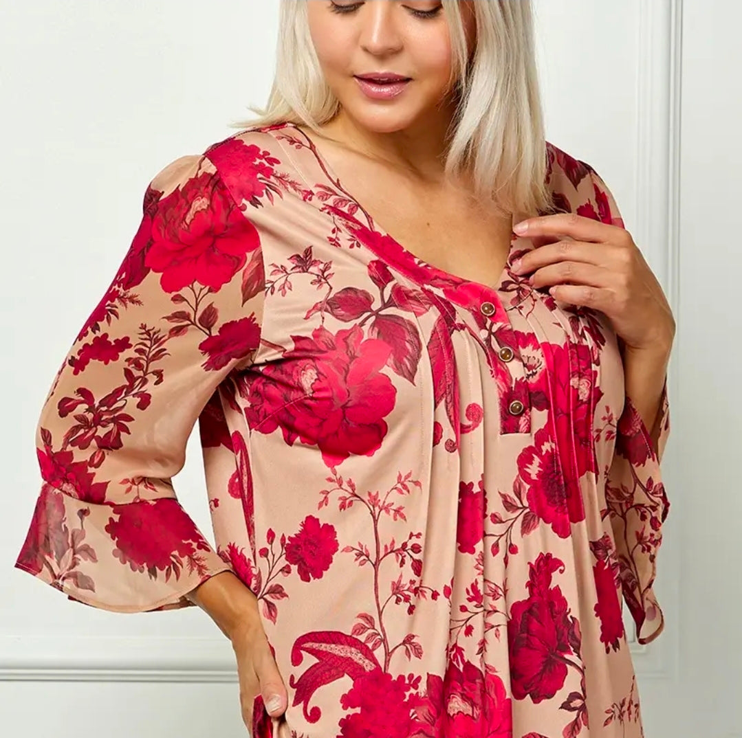 Grace Pleated Blouse Plus