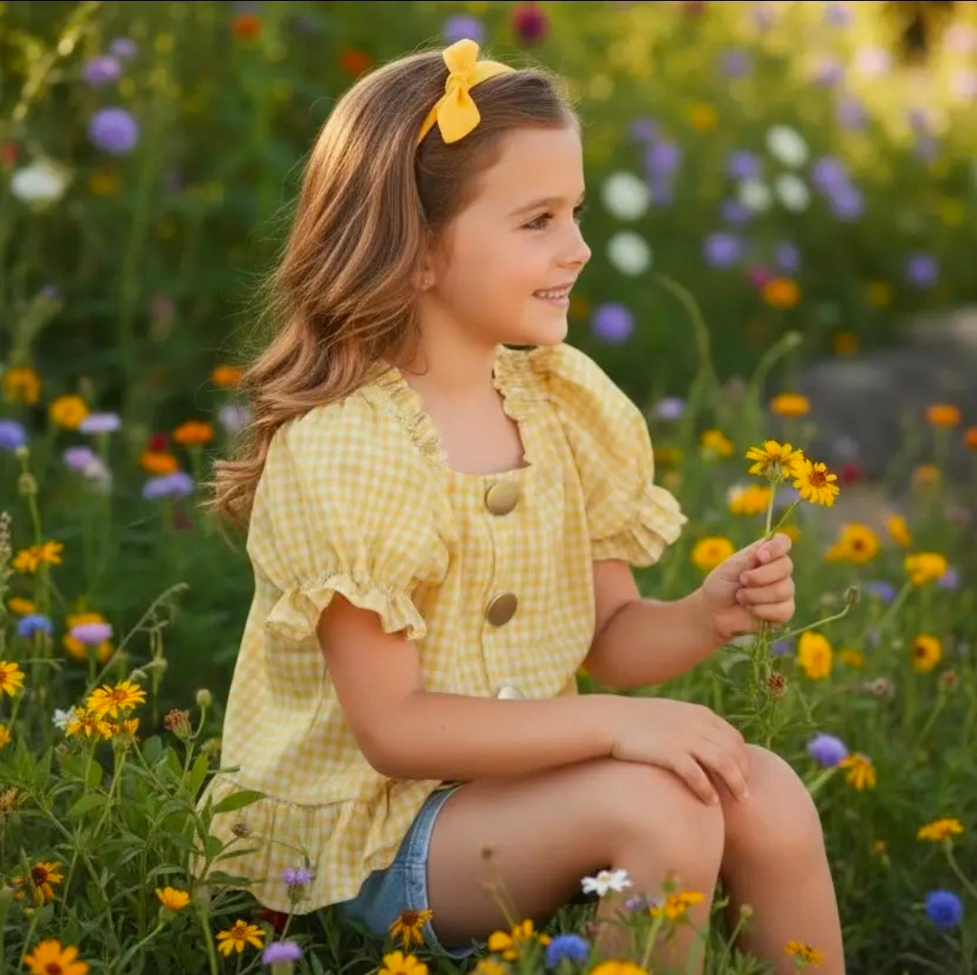 AnnaMae Yellow Gingham Top