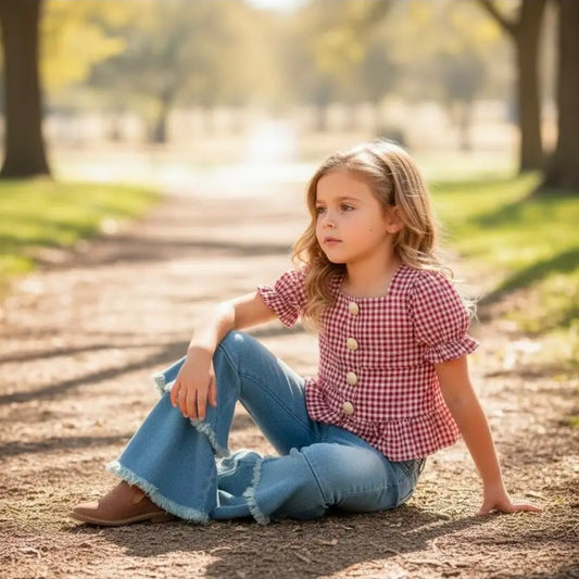 AnnaMae Red Gingham Top