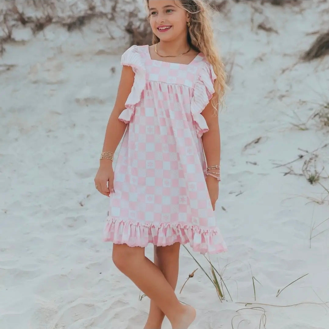 Harper Pink Check Dress