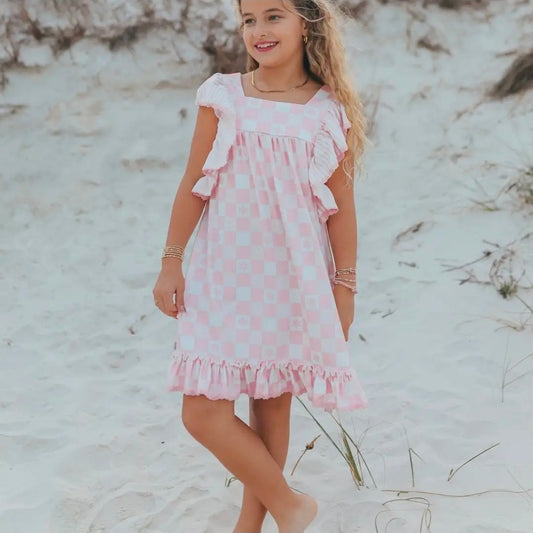 Harper Pink Check Dress
