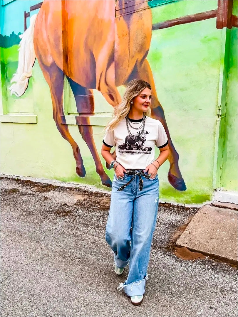 The Horned Bull Ringer Tee