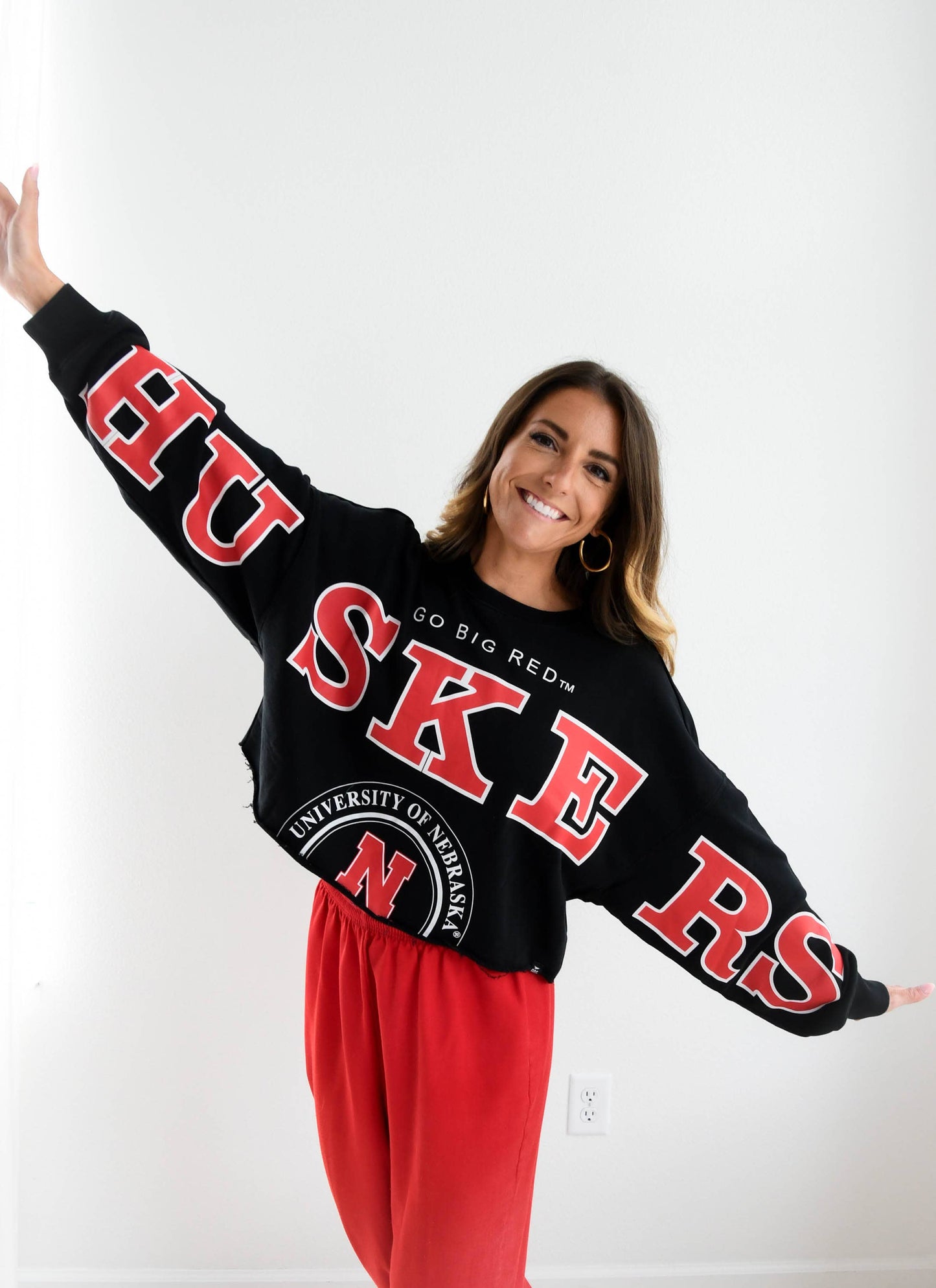 Cropped Split Huskers Crew Black