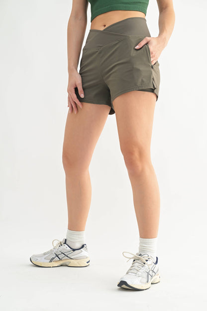 Crossover Waist Running Shorts