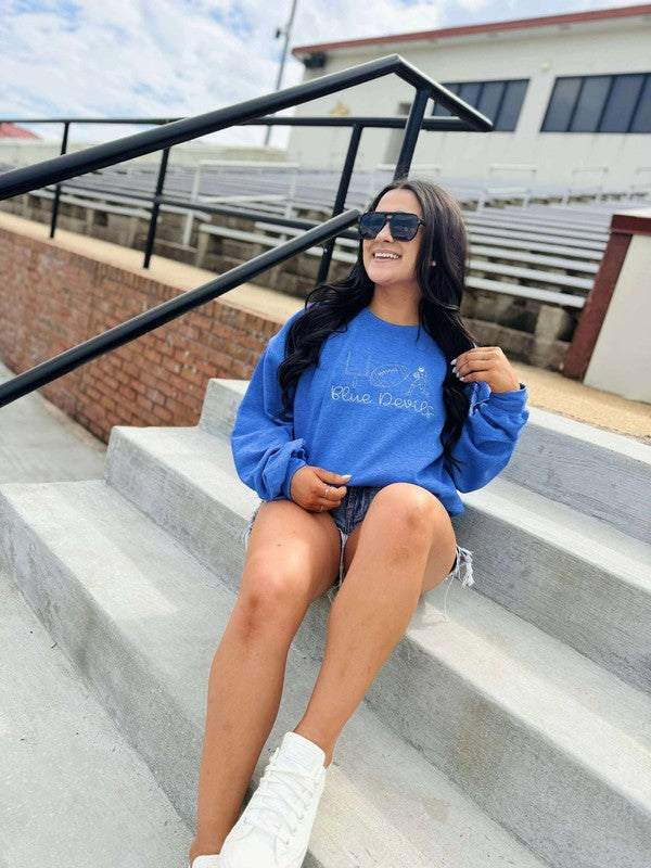 Custom Cutesy Football Trio Embroidered Sweatshirt