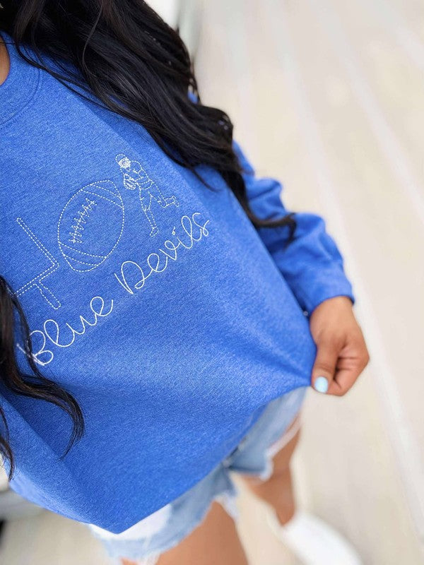 Custom Cutesy Football Trio Embroidered Sweatshirt