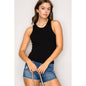 Crew Neck Sleeveless Rayon Rib Knit Tank Top