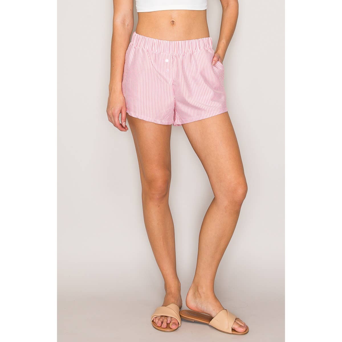 Low Rise Boxer Shorts with Buttons at Front