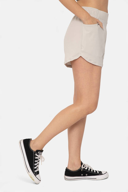 Athleisure Shorts with Curved Hemline