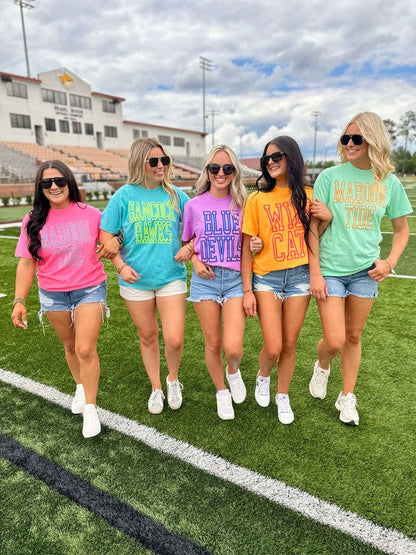 Custom Hollow Varsity Stacked Puff Graphic Tee