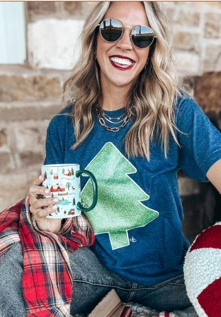 Glitter Tree Navy Tee