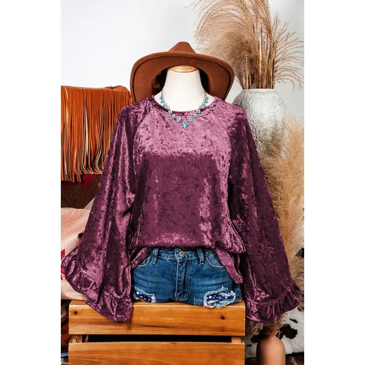 Velvet Top with Sleeves