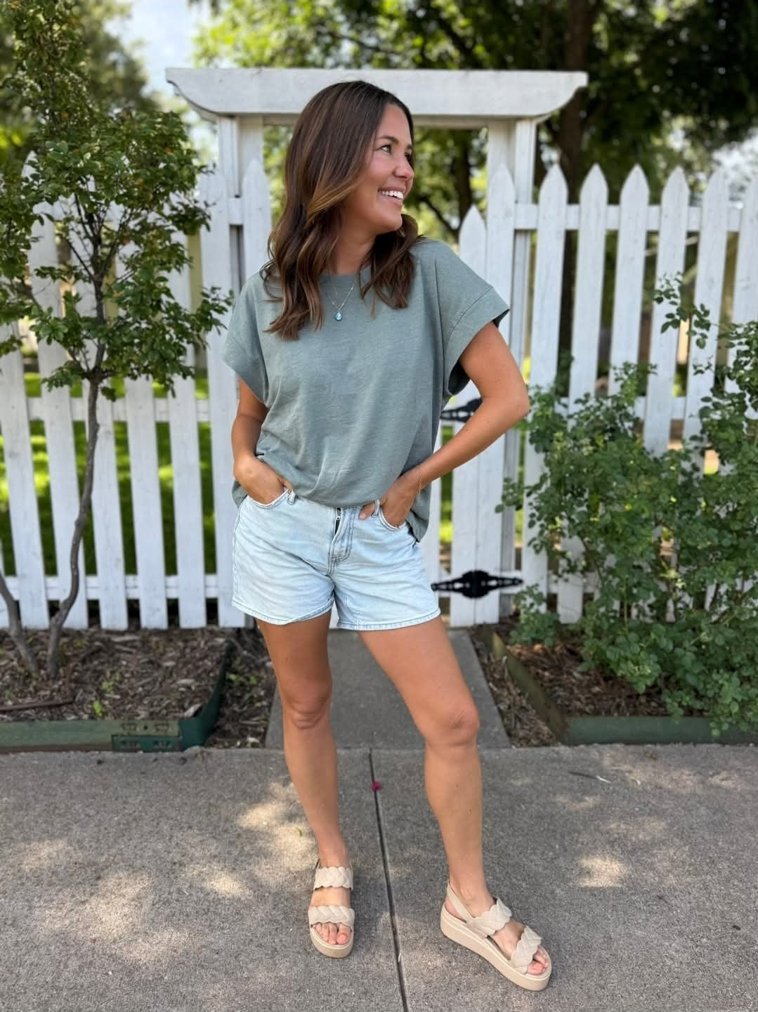 Clover Cap Sleeve Tee Basil