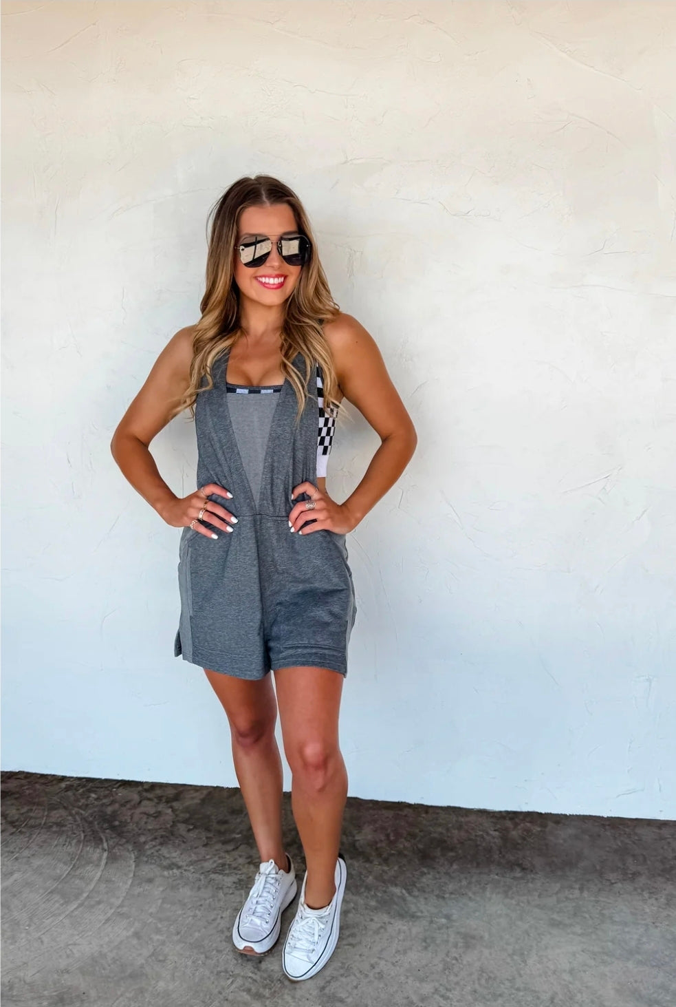 Beach Please Romper Charcoal