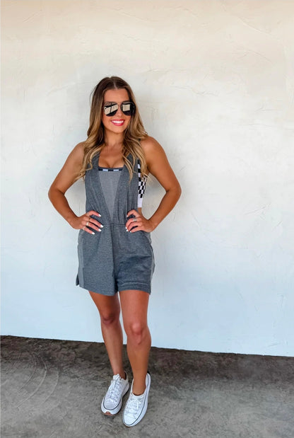 Beach Please Romper Charcoal