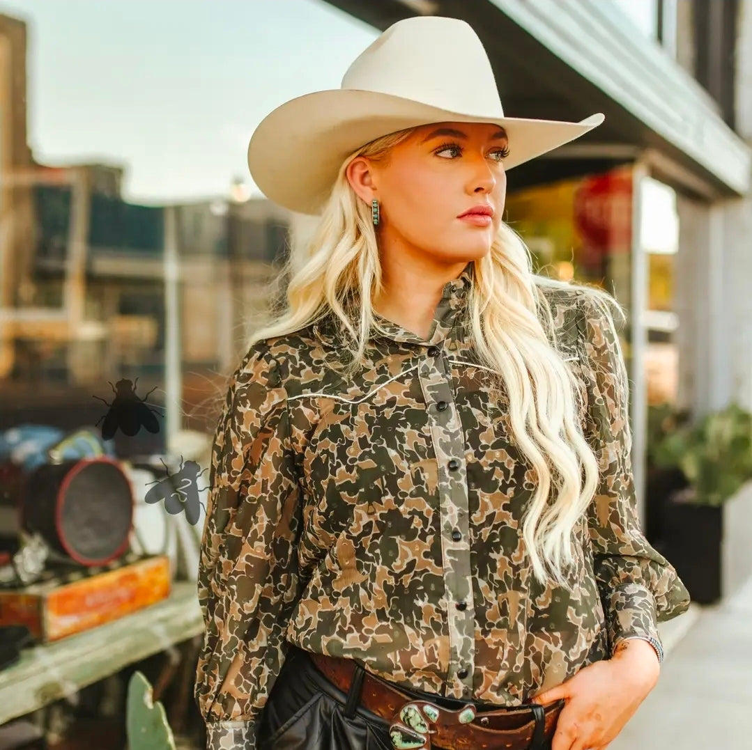 Trophy Wife Camo Blouse