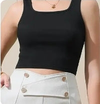 Square Neck Cropped Tank Black