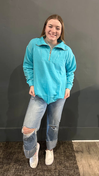 Isabella 1/2 Zip Pullover Light Blue