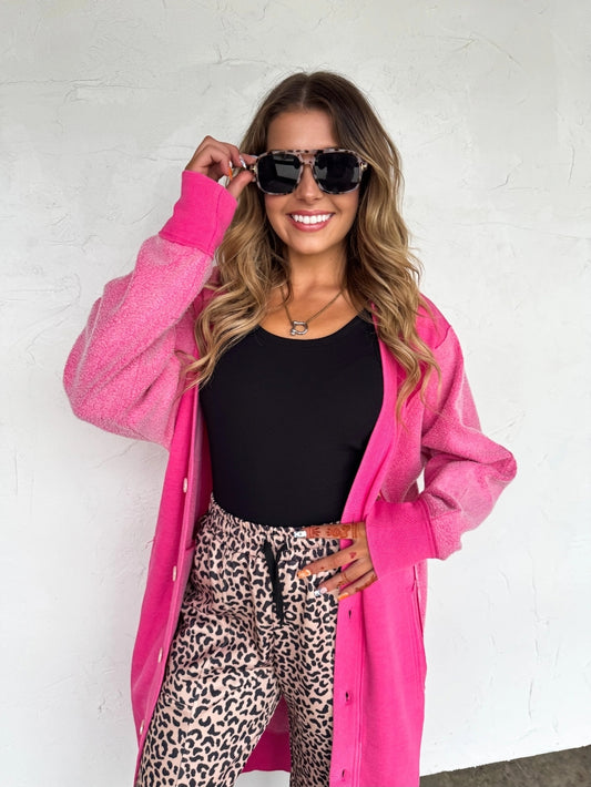 Desi Sweatshirt Cardigan Pink