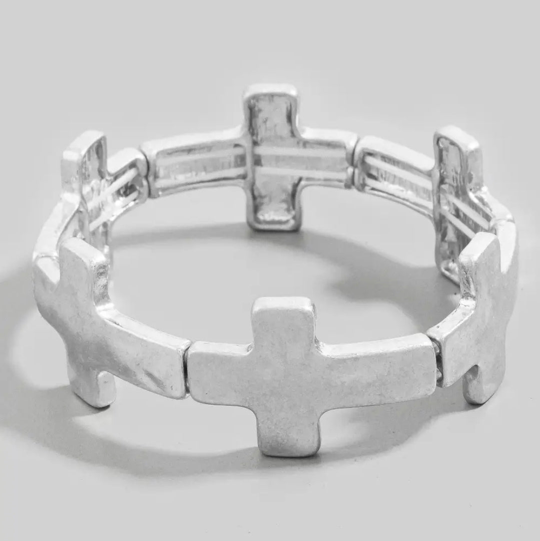 Hammered Cross Link Bracelet