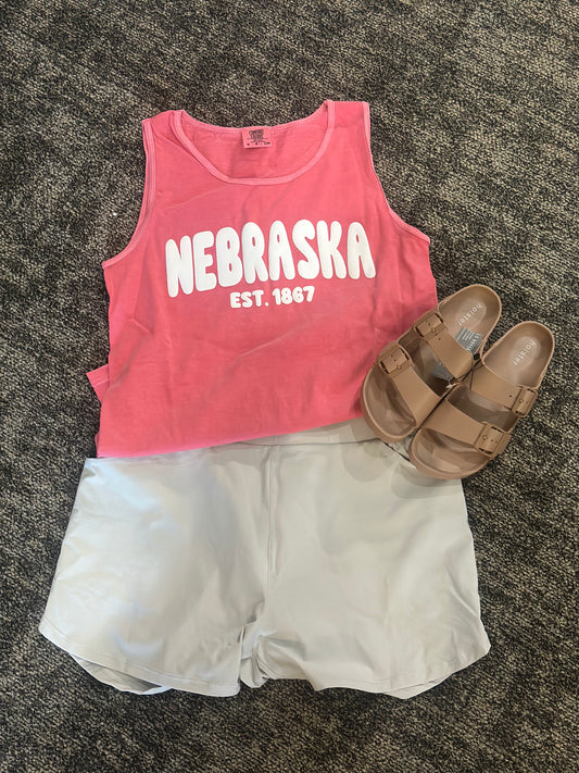 Nebraska Puff Tank Watermelon